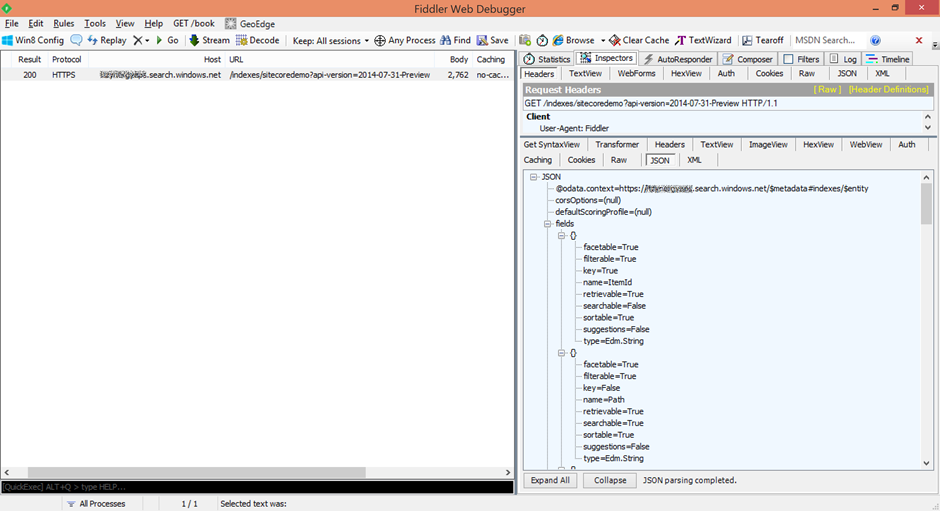 Azure Search Service index definition